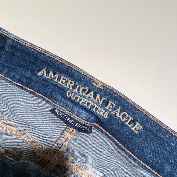 Skinny Ripped Blue Jeans Size 0 - American Eagle Outfitters Next Level Stretch - Picture 3 of 6